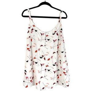 Lane Bryant Womens Plus Size 18 Flowy Printed Tank Top Blouse Stretch White